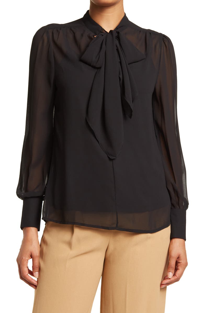 DR2 by Daniel Rainn Georgette Tie Neck Blouse, Main, color, 