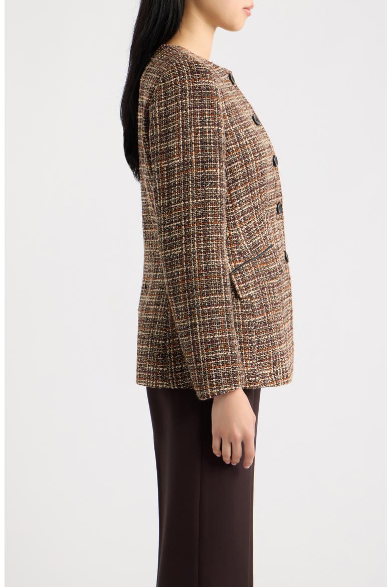 Collarless Blazer, Alternate, color, DEEP MAHOGANY MULTI