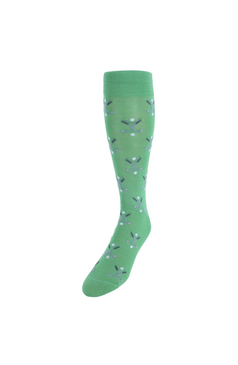 Trafalgar Hole In One Golf Novelty Mercerized Cotton Mid-Calf Socks, Main, color, Green