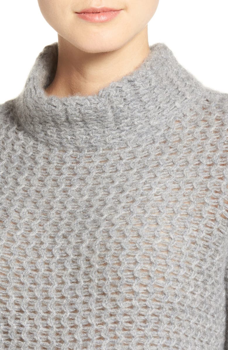 Halogen<sup>®</sup> Stitch Detail Cashmere Mock Neck Sweater, Alternate, color,