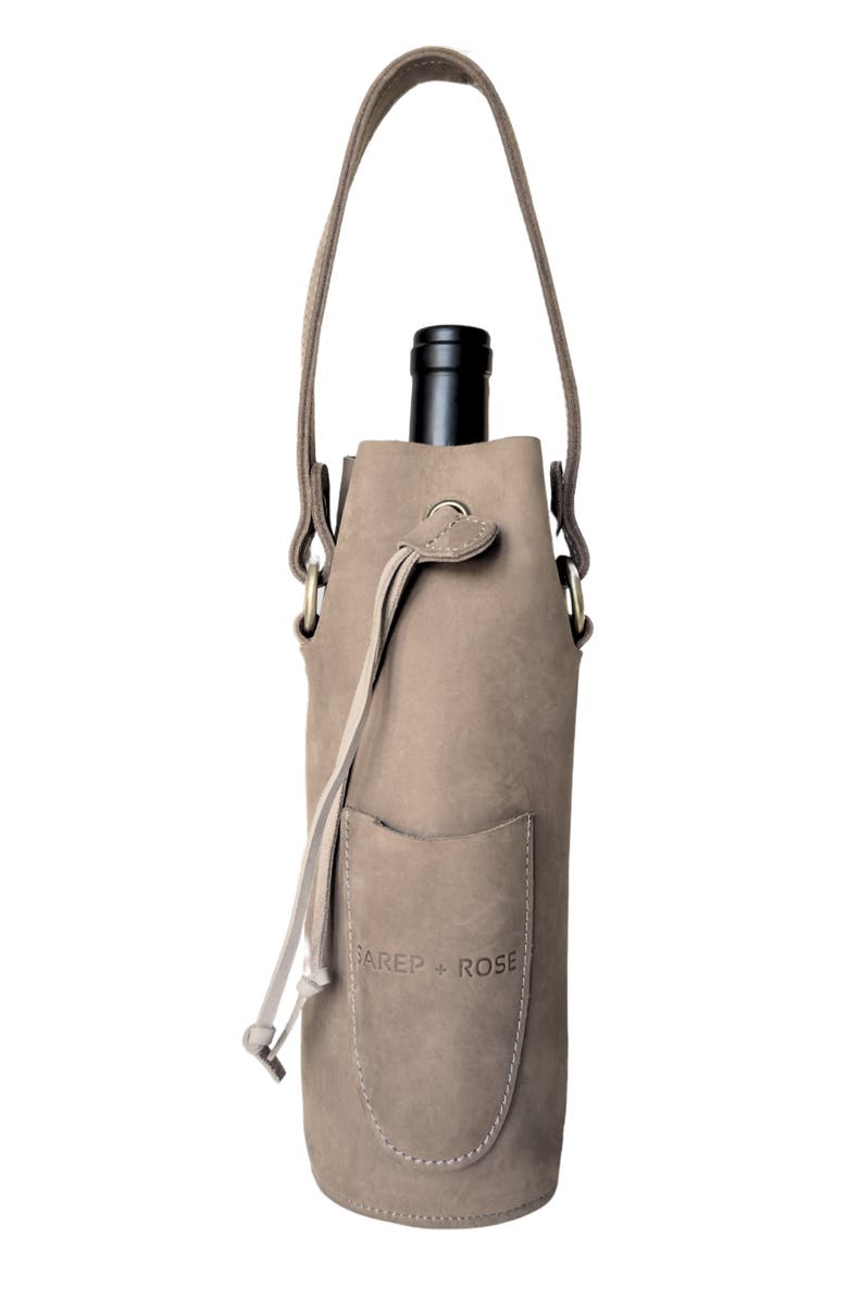 Sarep + Rose Leather Bottle Tote with Pocket, Main, color, Dark Gray Nubuck