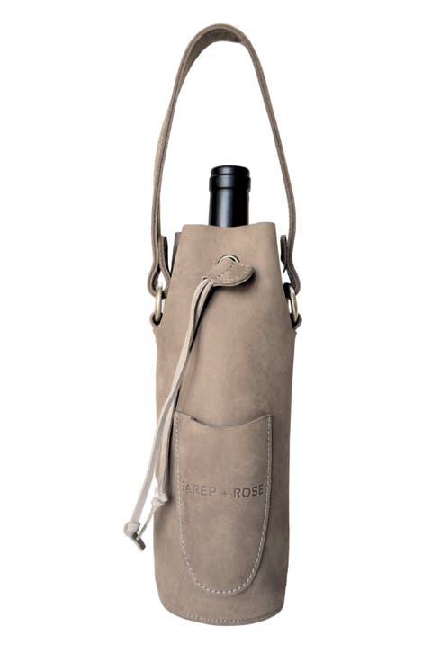 Leather Bottle Tote with Pocket