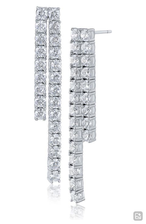 Double Row Cubic Zirconia Tennis Earrings