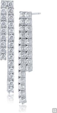CZ by Kenneth Jay Lane Double Row Cubic Zirconia Tennis Earrings