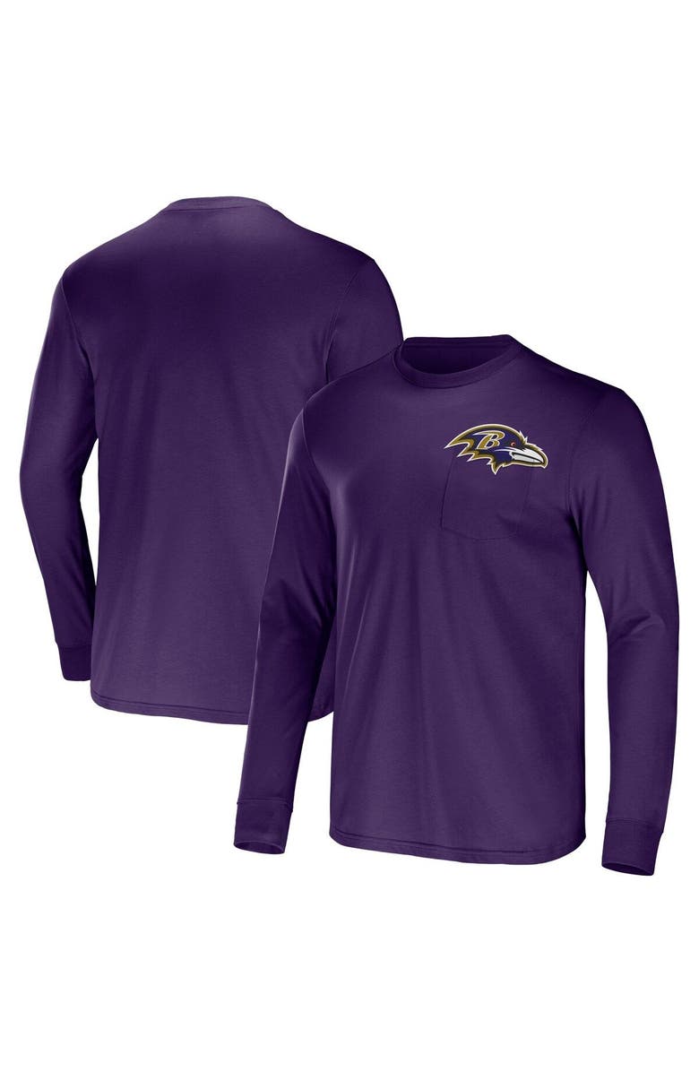 NFL X DARIUS RUCKER Men's NFL x Darius Rucker Collection by Fanatics Purple Baltimore Ravens Team Long Sleeve Pocket T-Shirt, Main, color, 