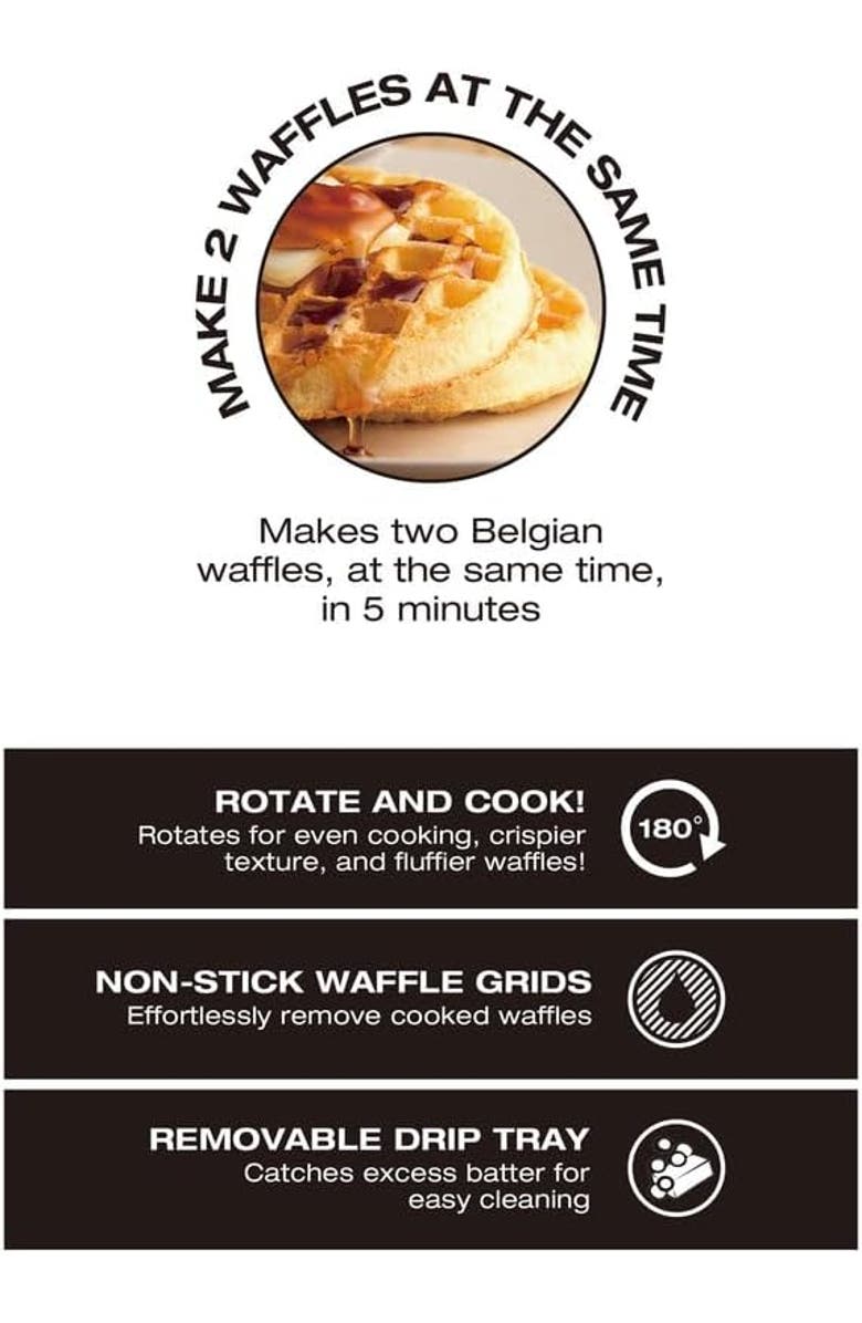 Salton Rotating Double Belgian Waffle Maker, Alternate, color, Red