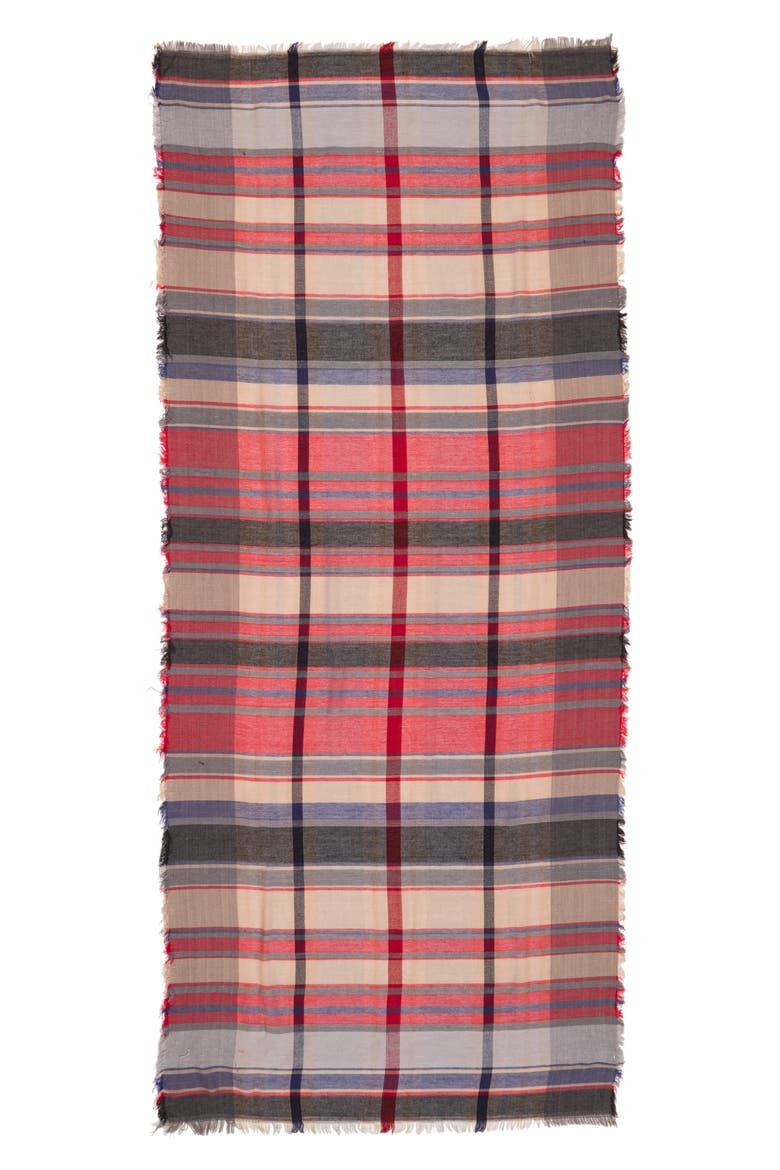 Plaid Oblong Scarf, Alternate, color, TAN MULTI