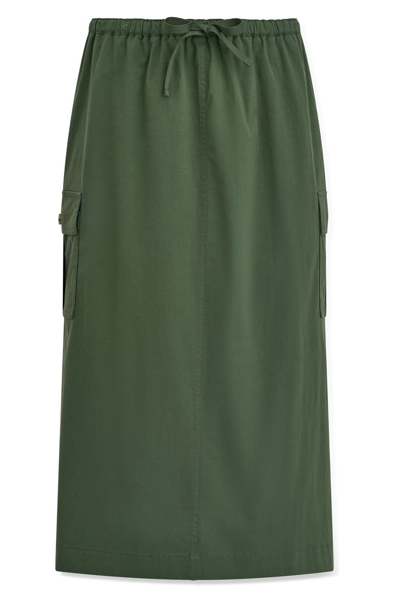 Tie Waist Cargo Midi Skirt, Alternate, color, VERDE