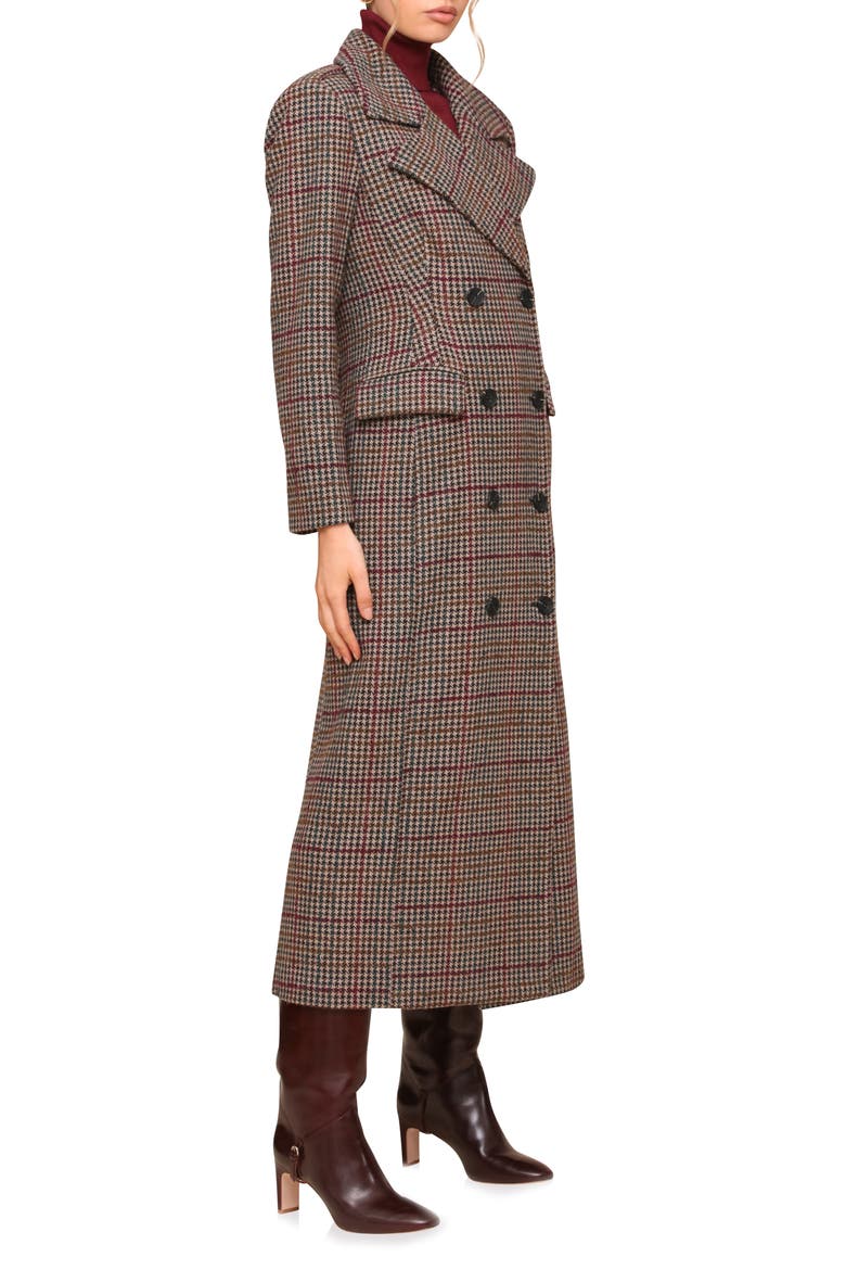 Strong Shoulder Maxi Coat, Alternate, color, HOUNDSTOOTH FOLIAGE