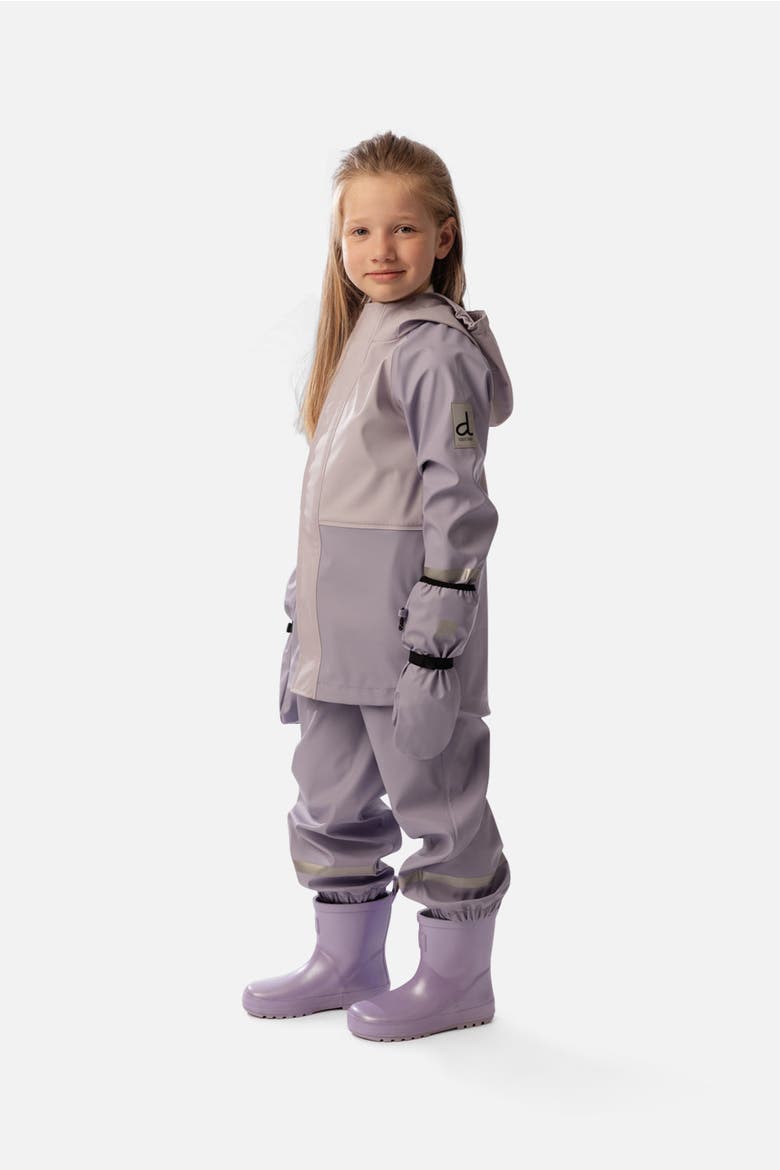 Colorblock Hooded Waterproof Rain Jacket, Alternate, color, Mauve