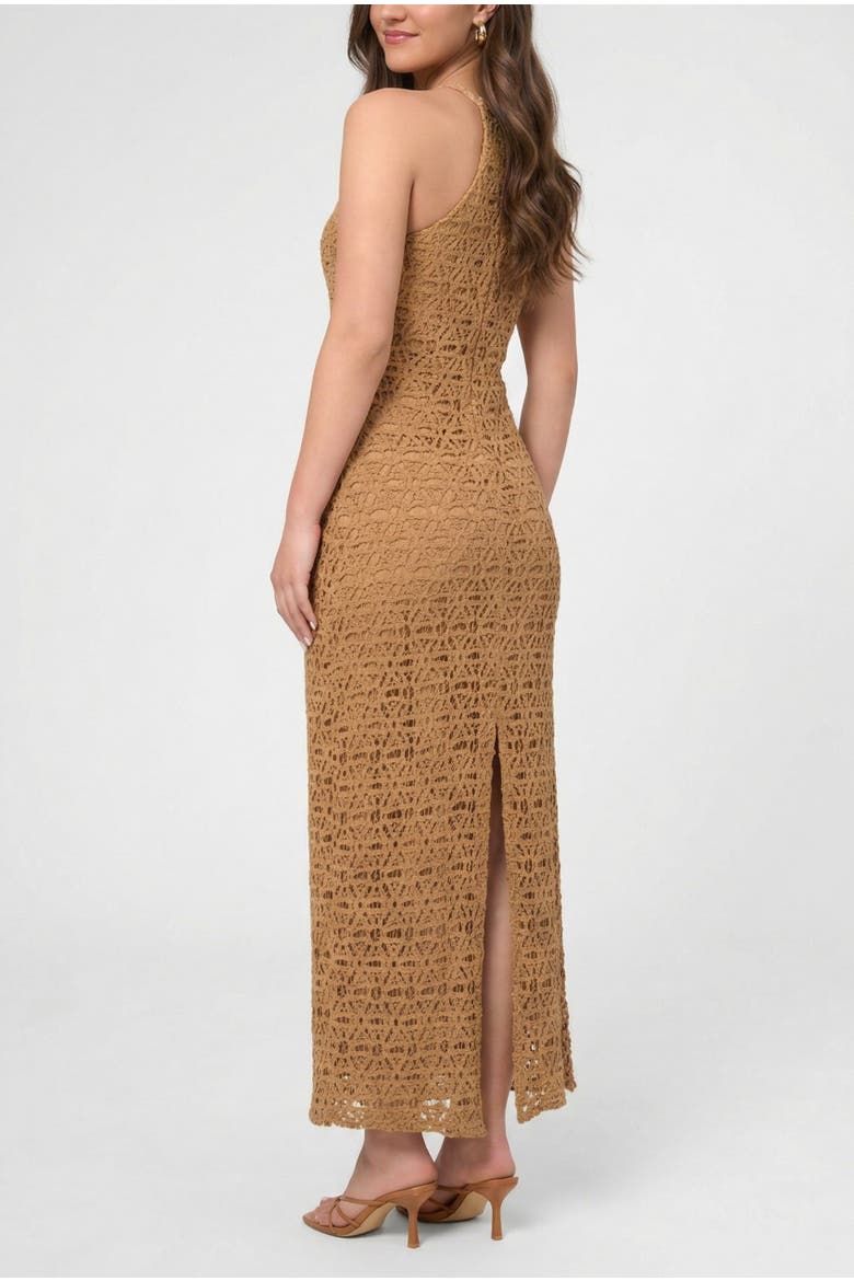 Aitana Bead Keyhole Crochet Maxi Dress, Alternate, color, Medium Brown