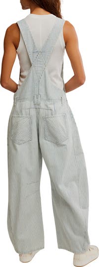 Good Luck Stripe Barrel Leg Overalls
