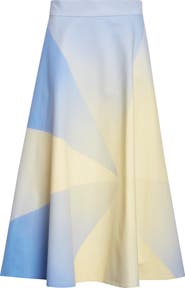 Akris Sunbeam A-Line Cotton Midi Skirt