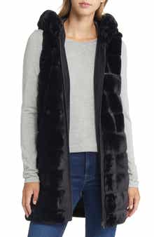 Via Spiga Hooded Faux Fur Vest