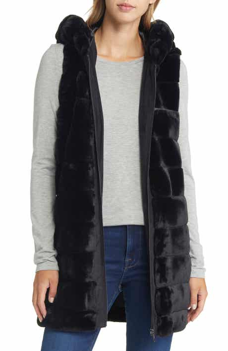 Via Spiga Hooded Faux Fur Vest