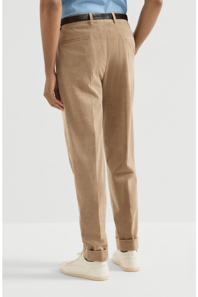 Comfort cotton and cashmere corduroy trousers with pleat, Alternate, color, Camel
