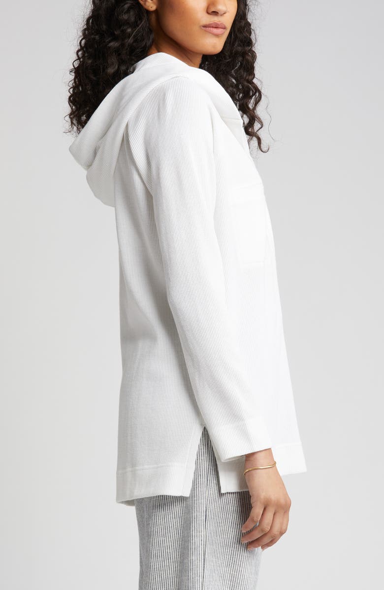 Caslon<sup>®</sup> Half Placket Waffle Knit Organic Cotton Blend Hoodie, Alternate, color, 