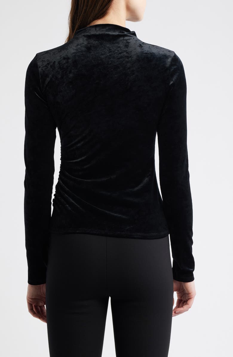 Rails Joelle Ruched Velour Mock Neck Top, Alternate, color, Black
