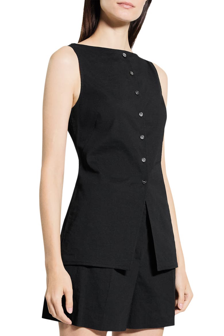 Sleeveless Longline Top, Alternate, color, BLACK