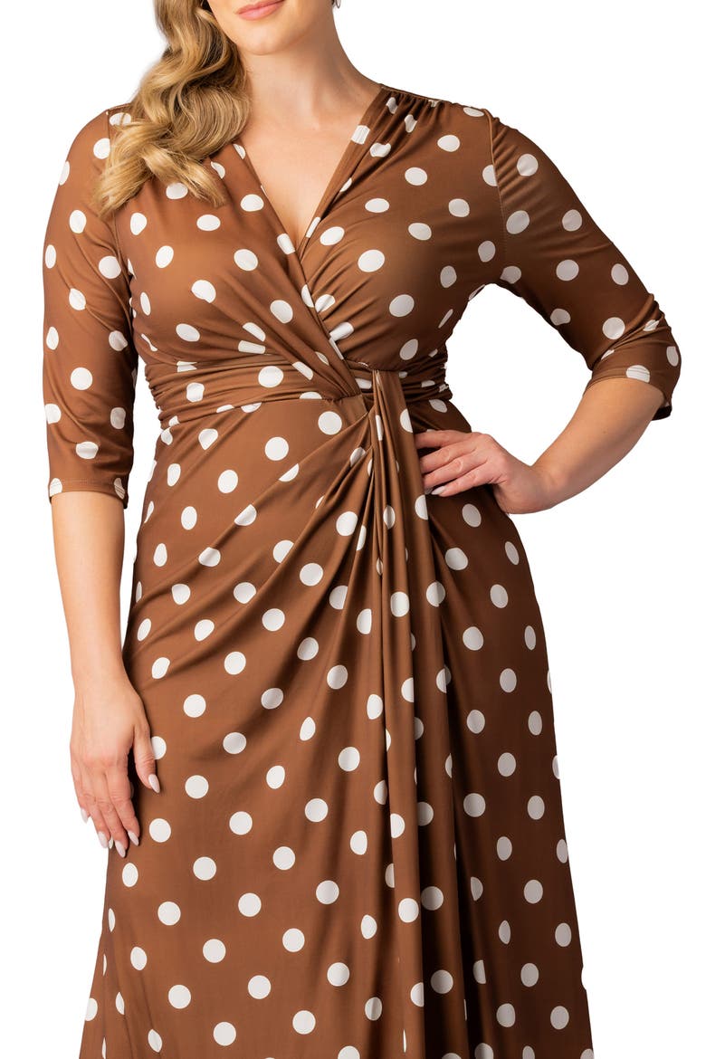 Evening Romance Stretch Jersey Gown, Alternate, color, CHOCOLATE POLKA DOT