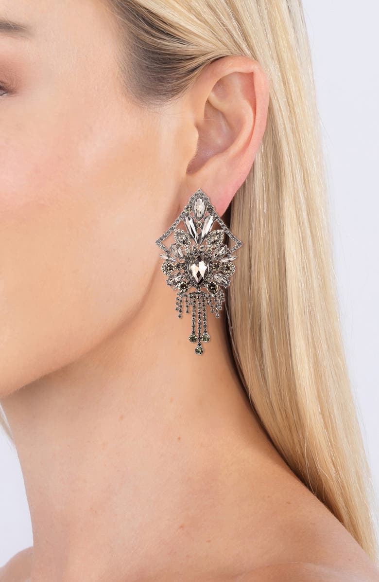 EYE CANDY LOS ANGELES Albany Crystal Statement Earrings, Alternate, color, Silver