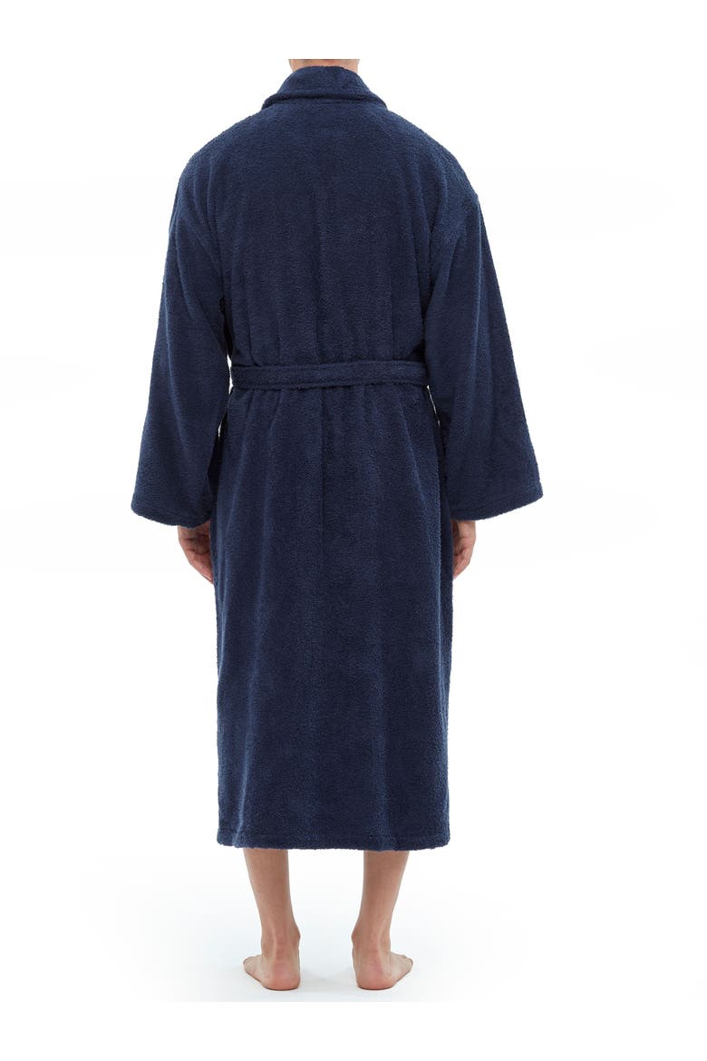 Shawl Collar Turkish Terry Cotton Bathrobe for Men, Alternate, color, Navy