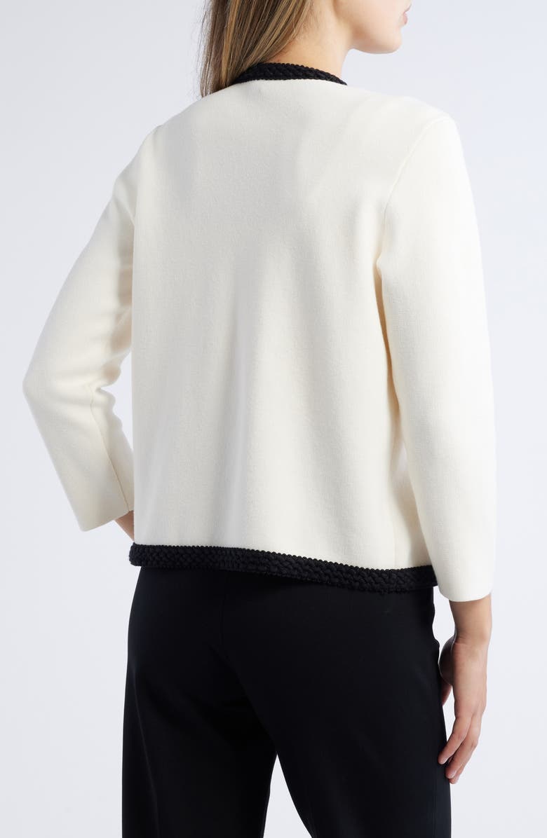 Anne Klein Button Front Crochet Trim Cardigan, Alternate, color, 