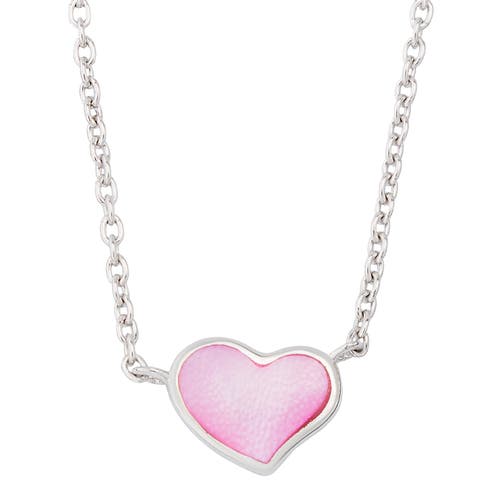 Jan Leslie Single Heart 18" Necklace Set In Sterling Silver In Pink