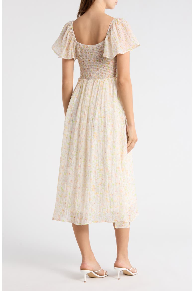 Floral Flutter Sleeve A-Line Dress, Alternate, color, YELLOW FLORAL