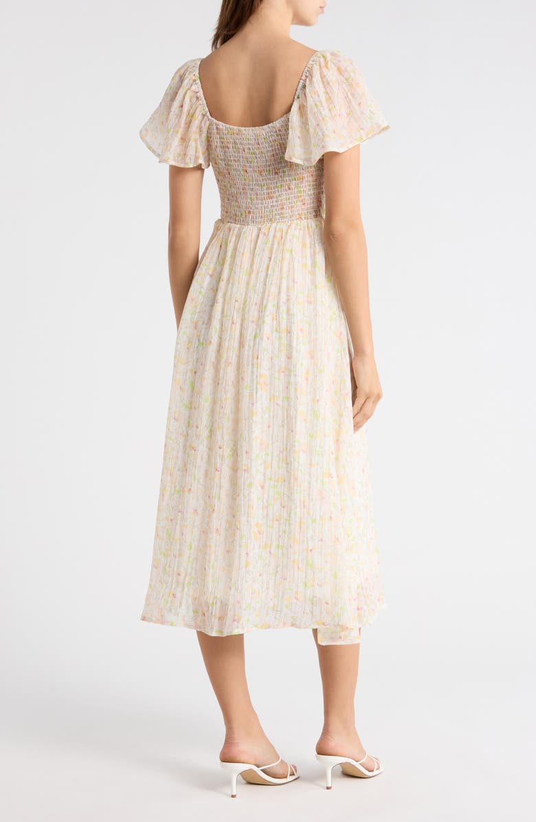 Lush Floral Flutter Sleeve A-Line Dress, Alternate, color, Yellow Floral