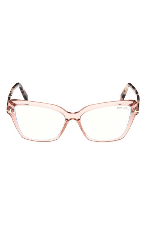 Tom Ford 55mm Cat Eye Blue Light Blocking Optical Glasses In Pink