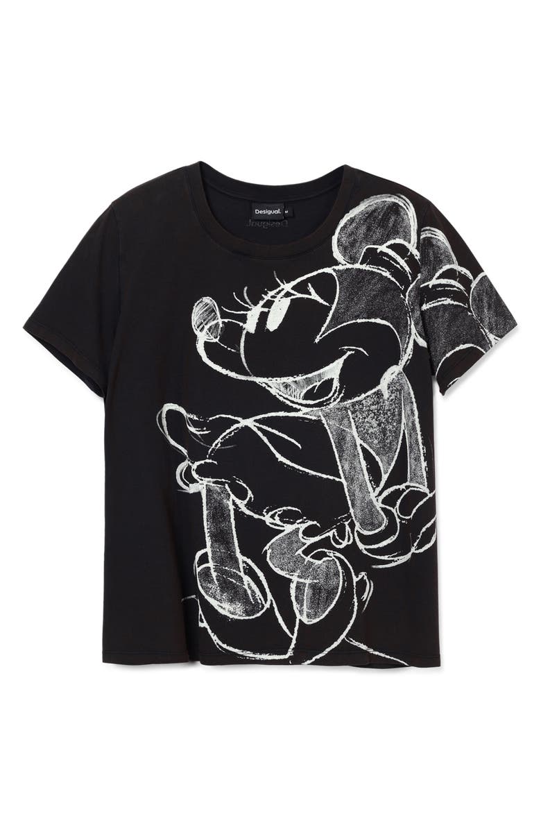 Desigual Minnie Mouse Drawing Cotton Graphic T-Shirt, Alternate, color,
