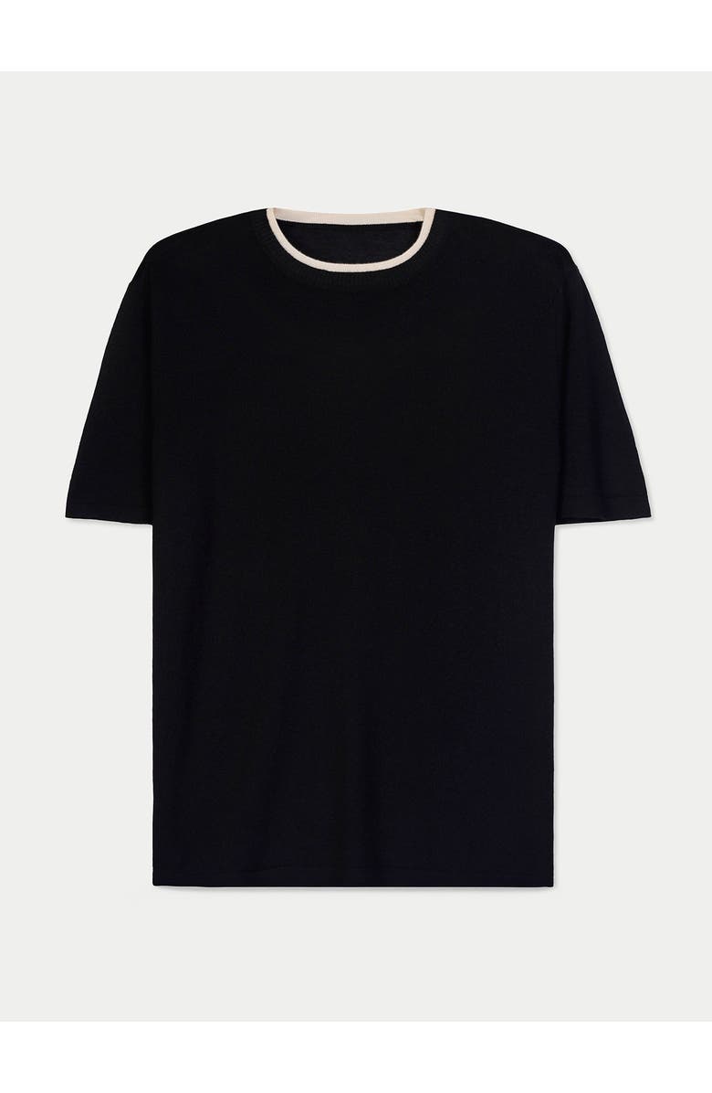 Gobi Cashmere Cashmere Silk Double-Collar T-Shirt, Main, color, Black