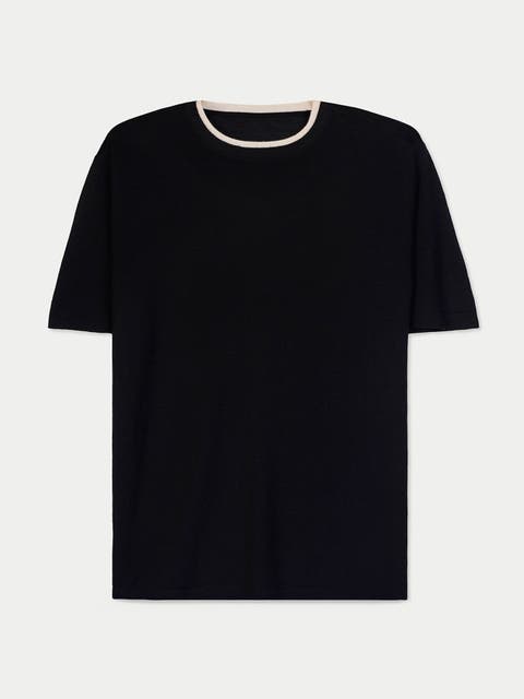 Cashmere Silk Double-Collar T-Shirt