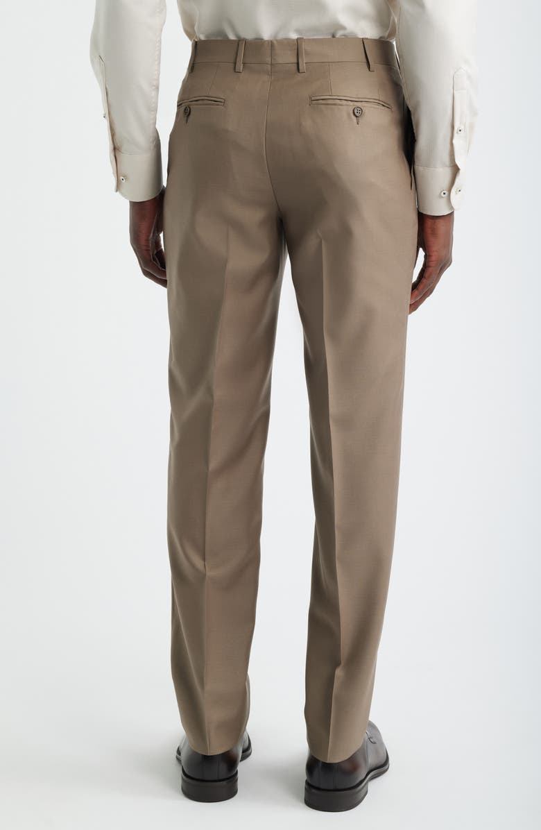 Canali Siena Regular Fit Wool Twill Dress Pants, Alternate, color, Dark Beige