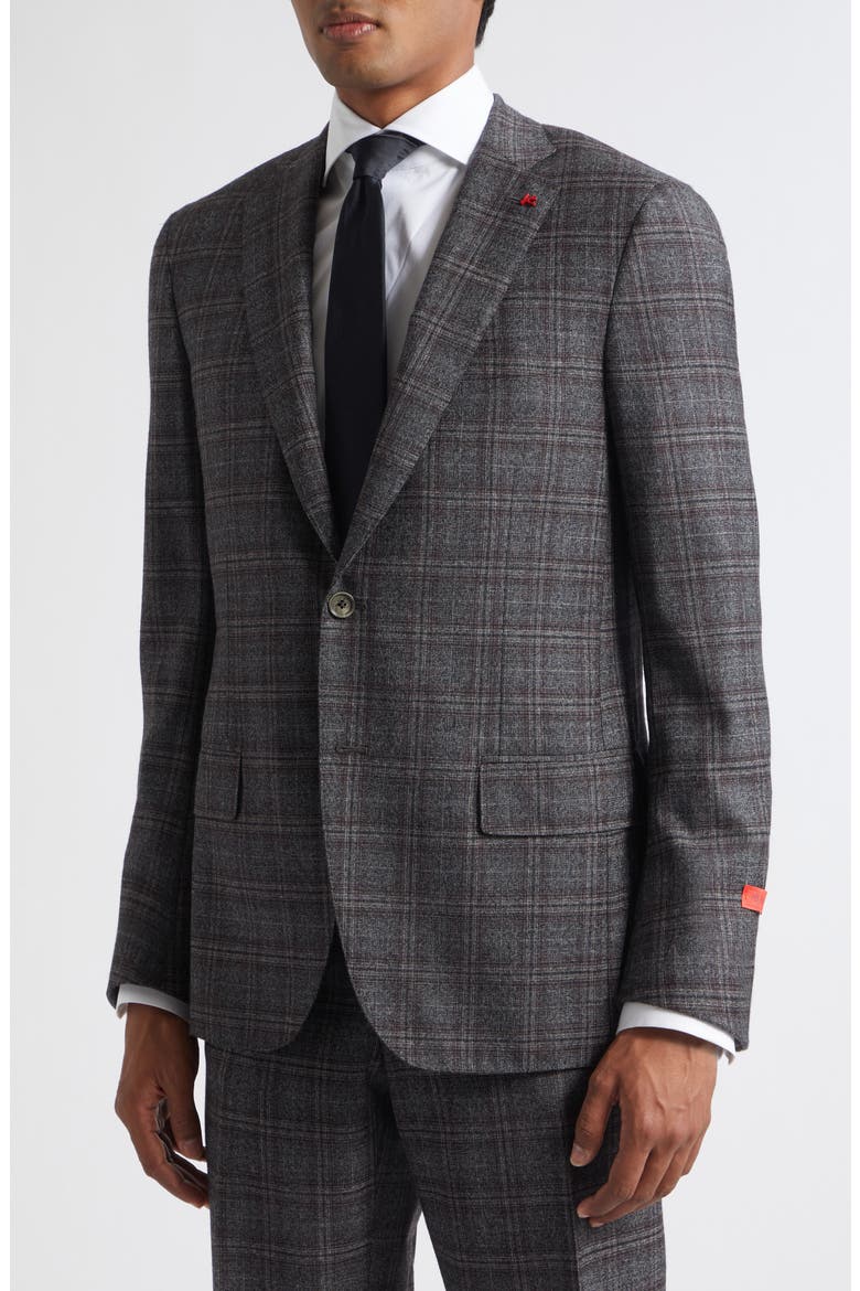 Delain Over Check Wool Suit, Alternate, color, GREY 970