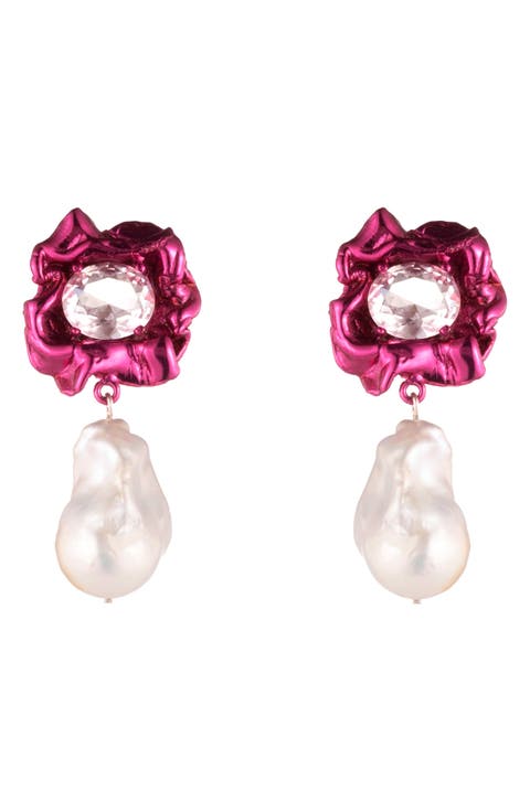 Lola Floral Baroque Pearl Drop Earrings