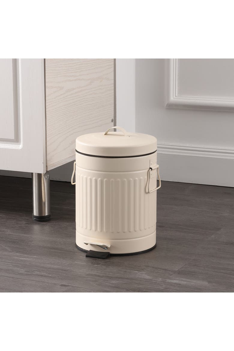 Theo Retro Step Trash Can with Soft-Close Lid and FREE Mini Trash Can, Alternate, color, Limestone Beige