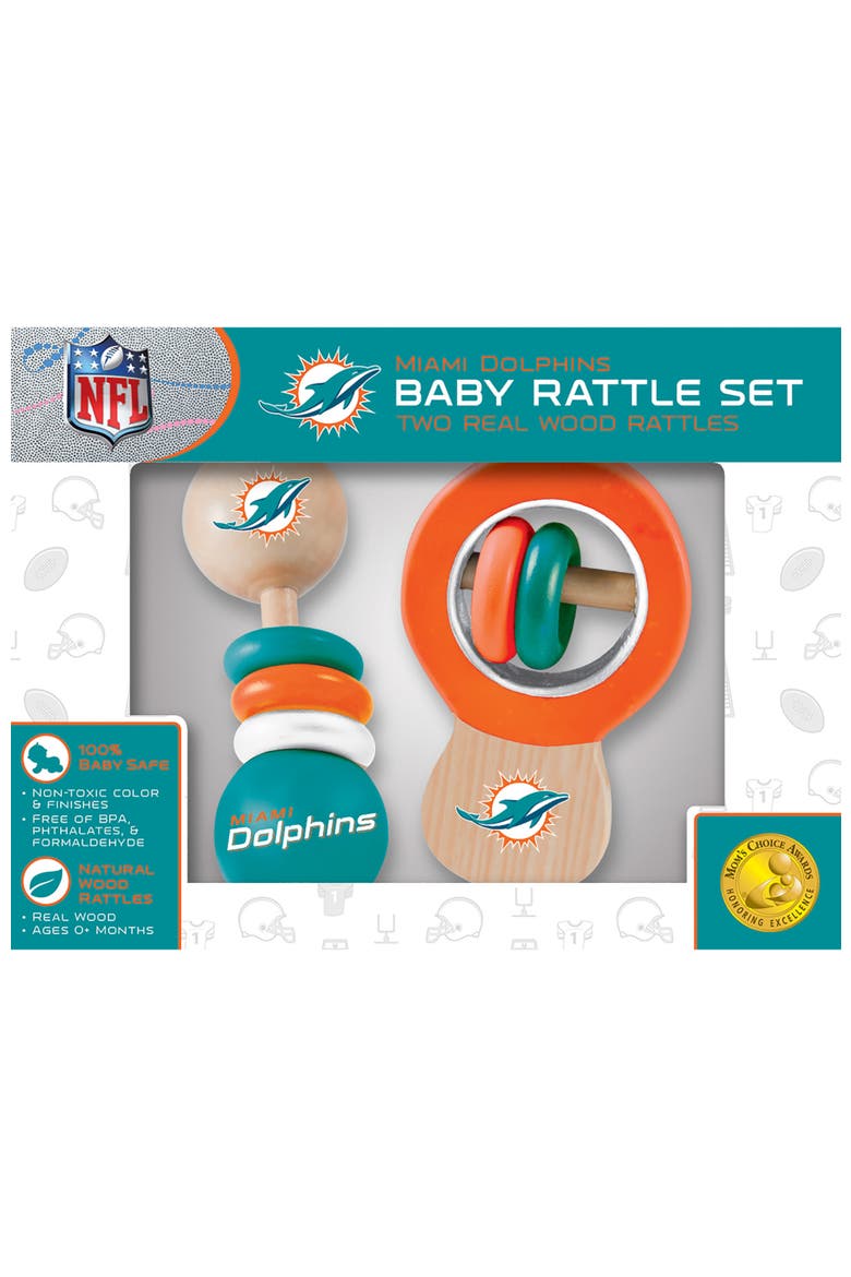 Miami Dolphins Baby Rattles 2-Pack, Alternate, color, Multicolor