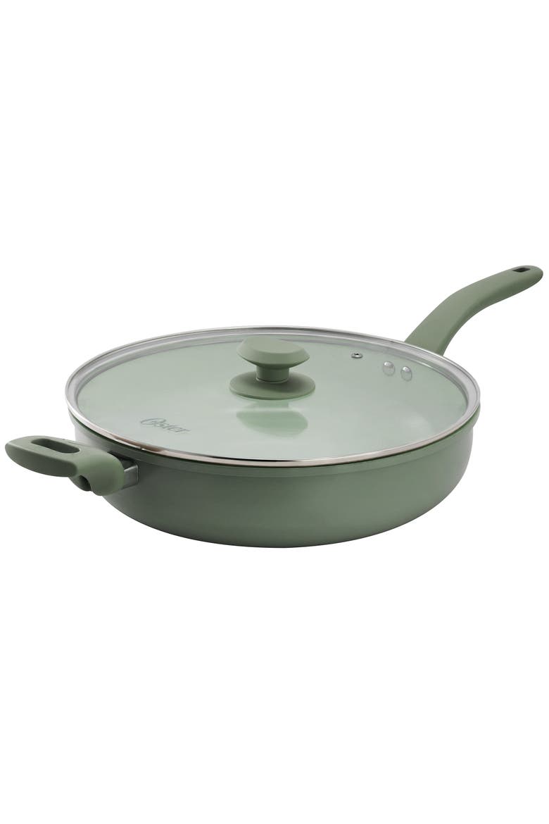 5 Quart Ceramic Nonstick Saute Pan with Lid, Main, color, Green