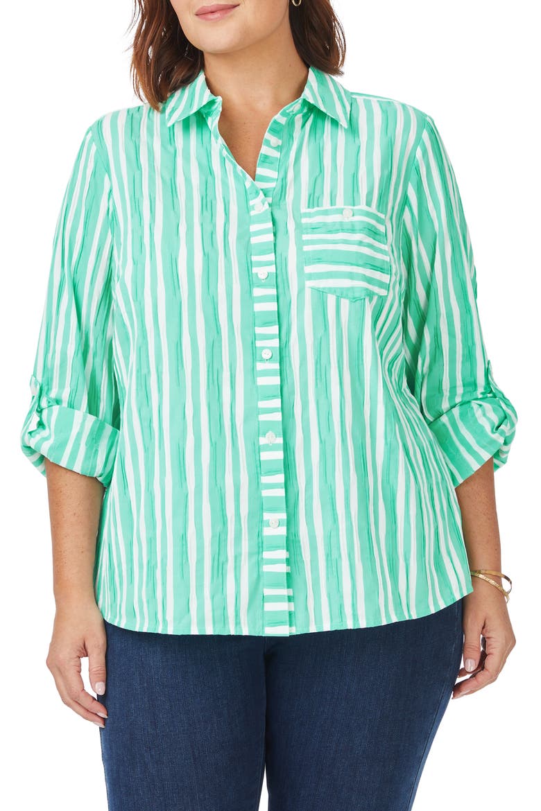 Hampton Beach Stripe Non-Iron Shirt, Main, color, SEA MIST