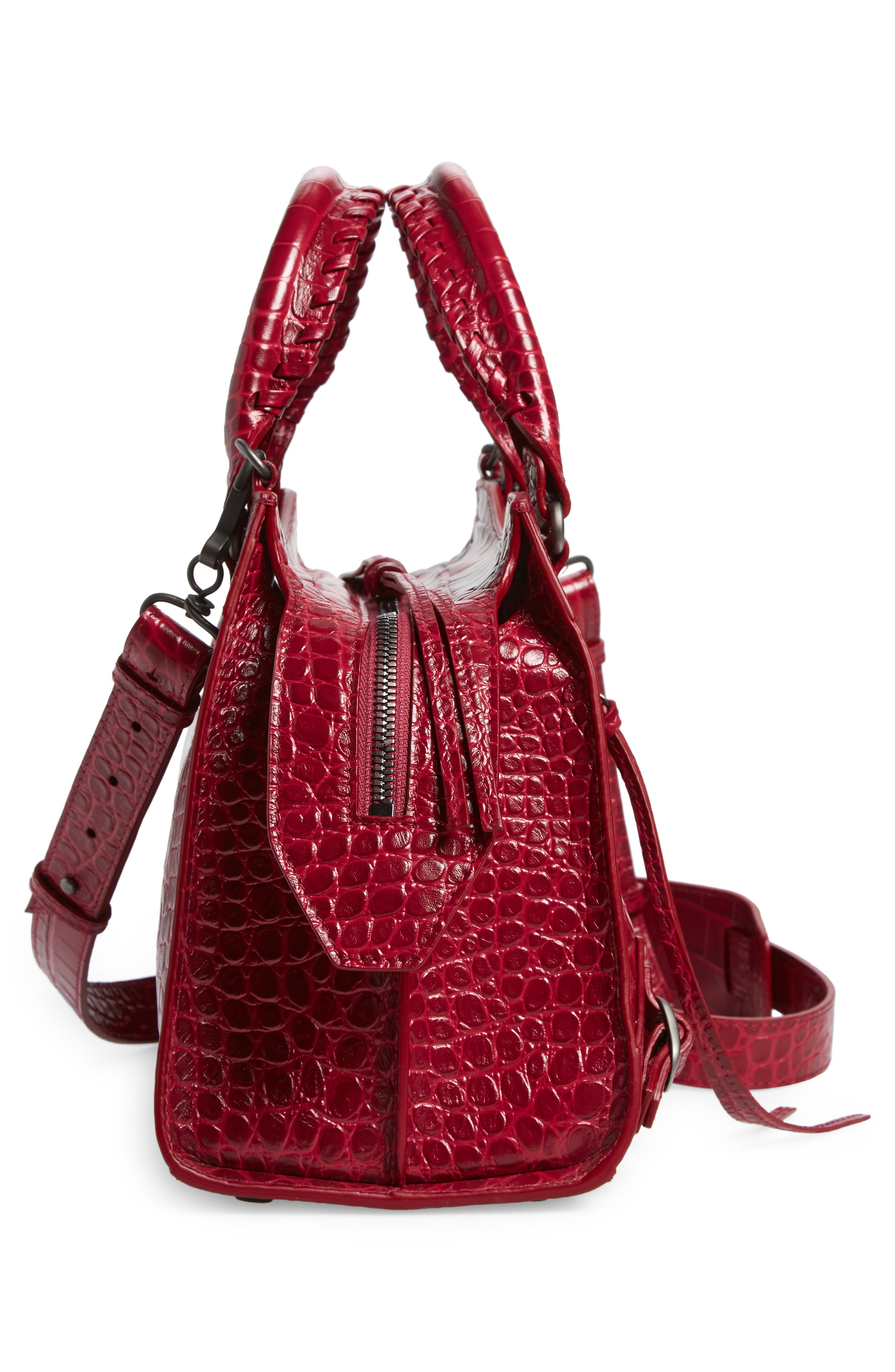 Balenciaga Neo Classic City Croc Embossed Leather Top Handle Bag, Alternate, color, 