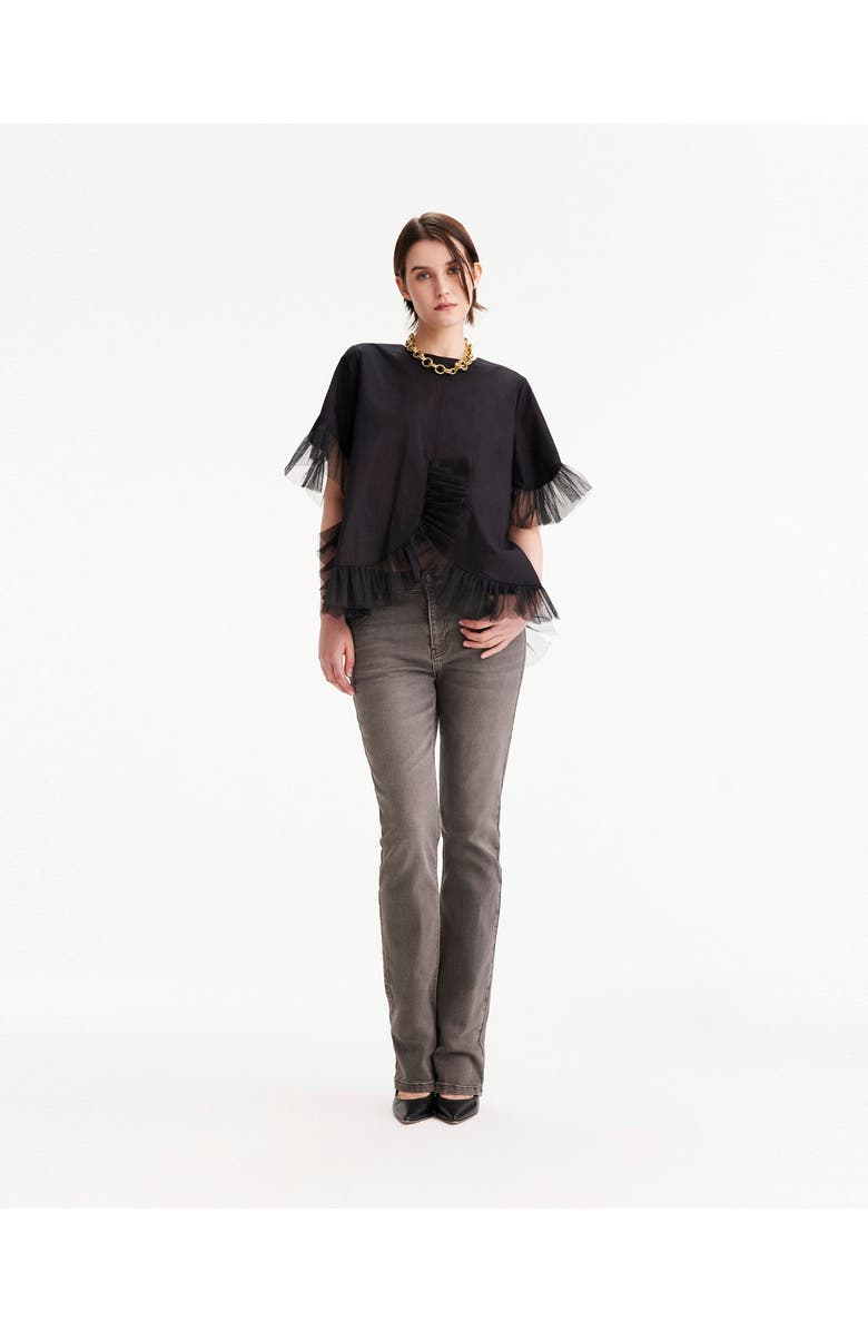 THEO The Label Echo Scalloped Ruffle Shirt, Alternate, color,