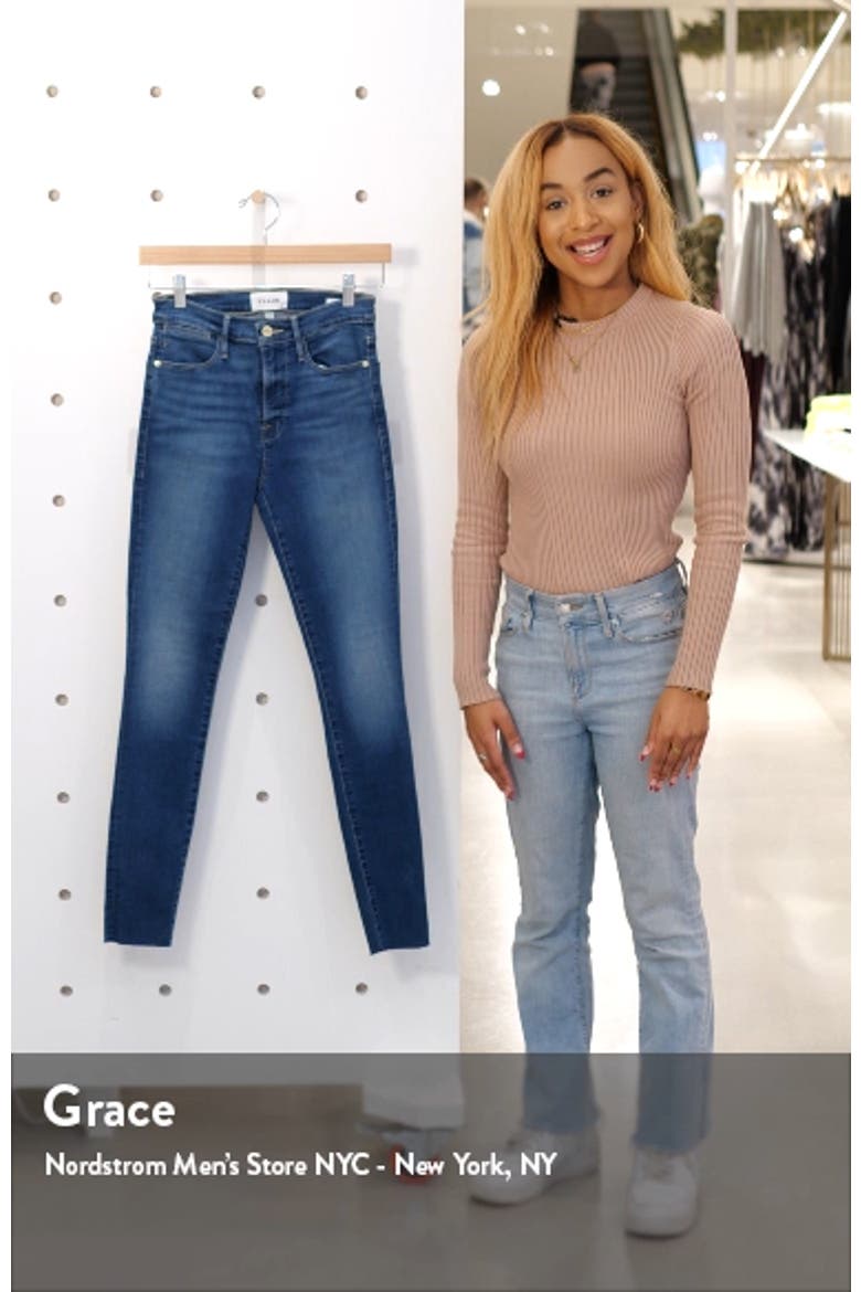Le High Raw Hem Ankle Skinny Jeans video