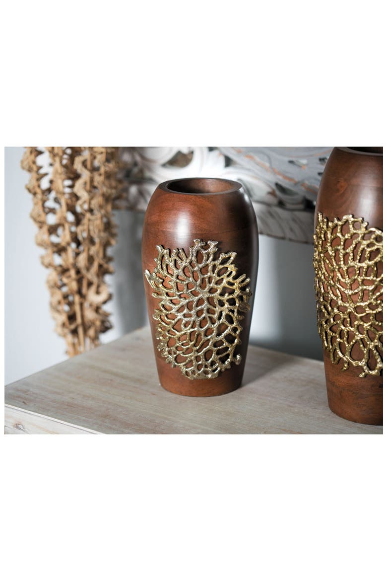 Brown Wood Coastal Vase, Alternate, color, BROWN