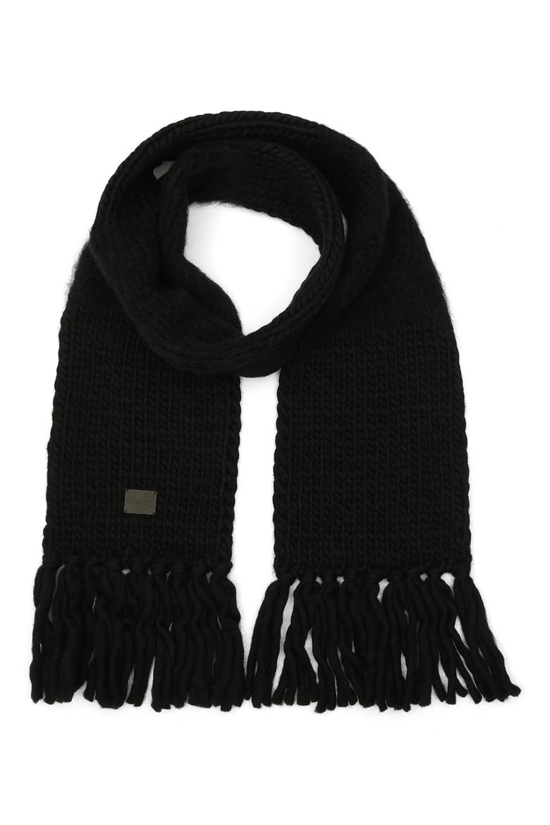 Mix Yarn Handk-Knit Scarf, Main, color, BLACK