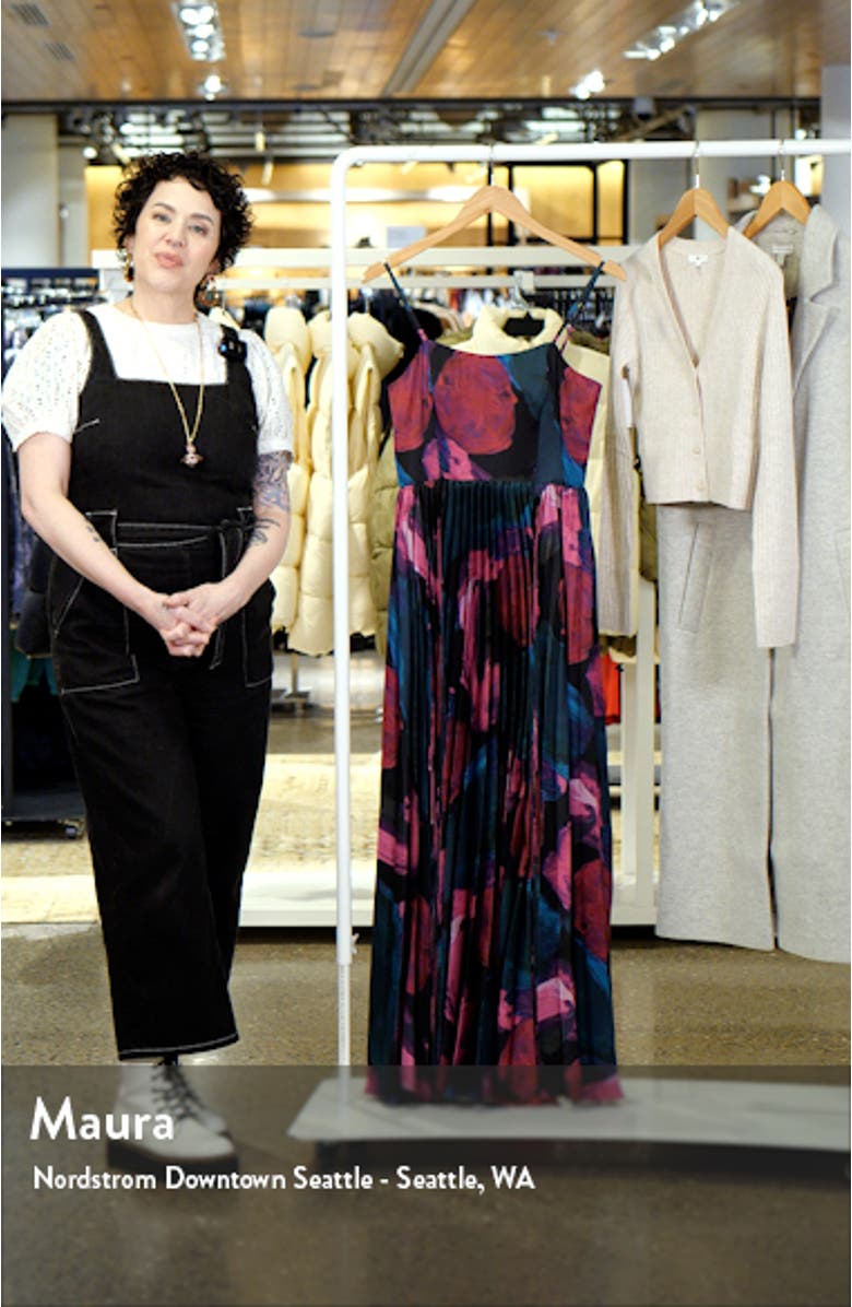 Floral Print Pleat A-Line Dress, sales video thumbnail