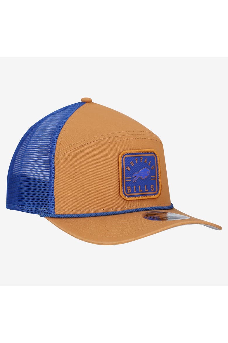 Men's New Era  Brown/Royal Buffalo Bills Team Patch Split Panel 9SEVENTY Adjustable Trucker Hat, Alternate, color, Brown
