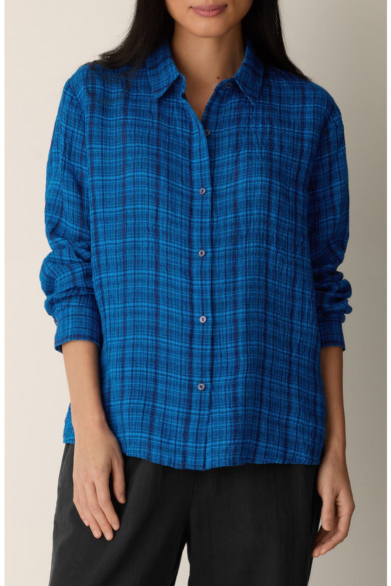 Classic Collar Organic Linen Button-Up Shirt, Main, color, DEEP DIVE