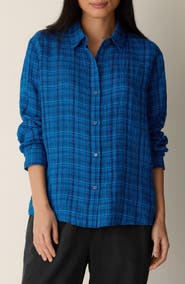 Eileen Fisher Classic Collar Organic Linen Button-Up Shirt